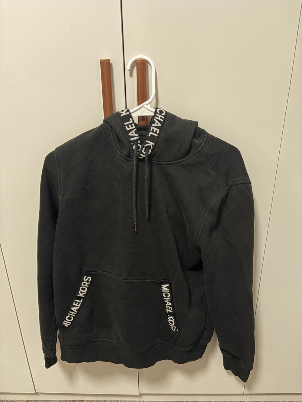 Michael Kors Black Logo-Trim Pullover Hoodie